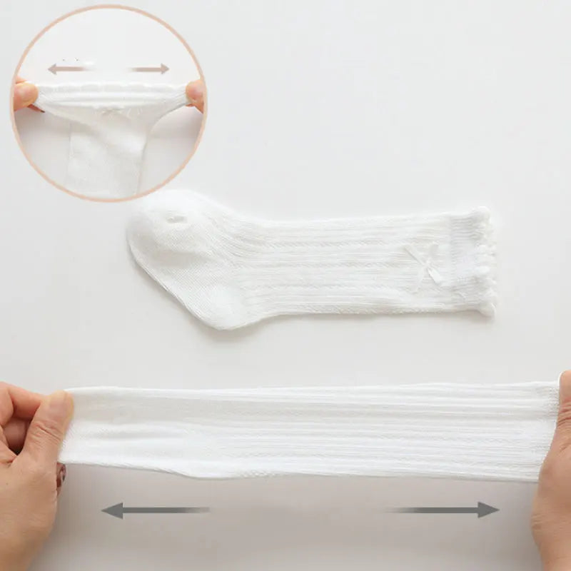 3Pair Lace Ruffle Princess Socks Kids Girl Summer Mesh Mosquito Proof Long Sock White Color Baby High Tube Stockings Footwear 양말
