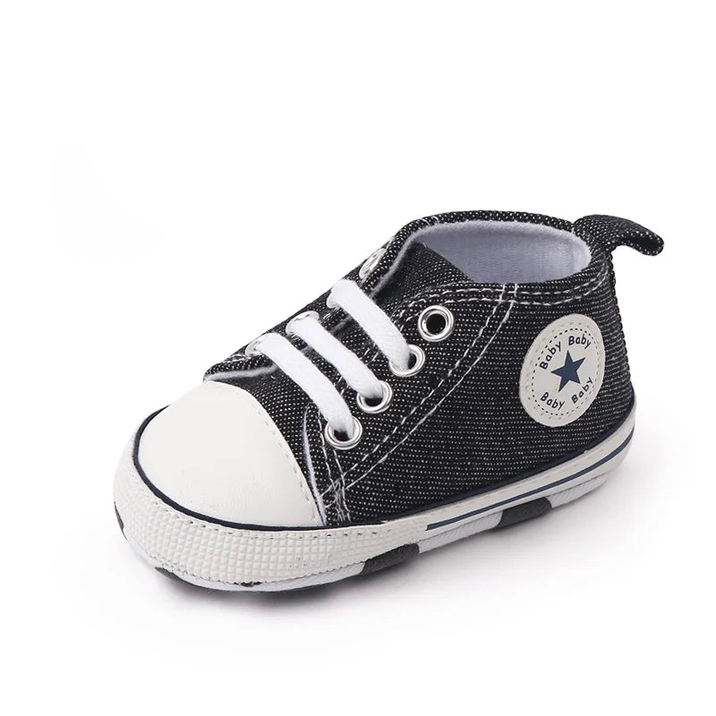 Spring New Baby Shoes Boy and Girl Classic Canvas Casual Sneakers Soft Sole Non-Slip Walking Newborn Toddler Shoes First Walkers