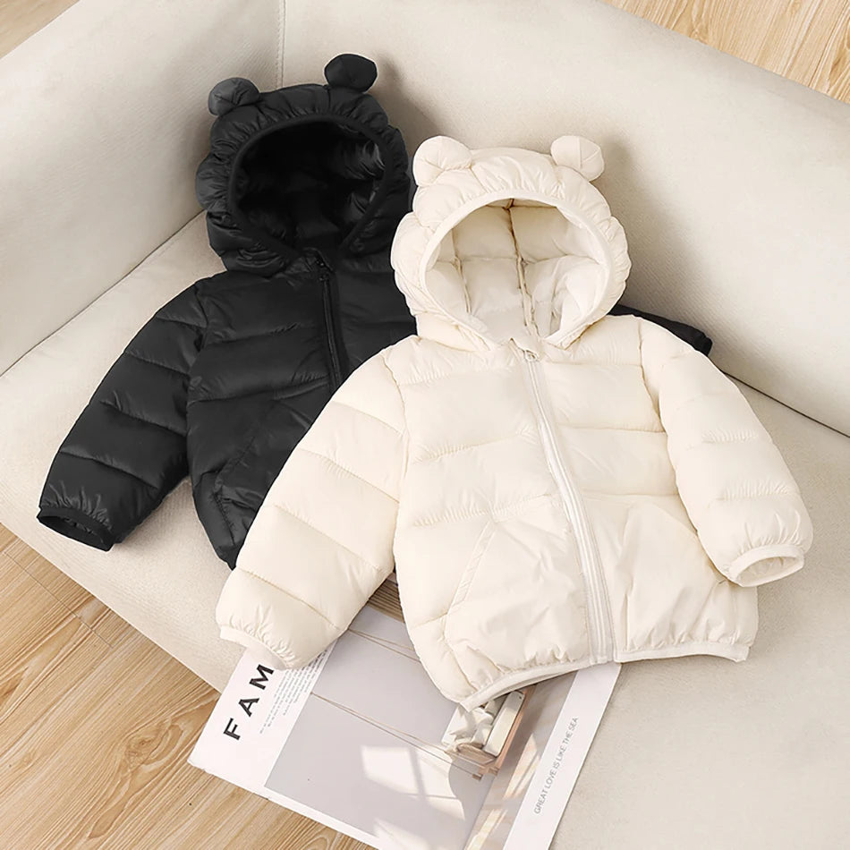 2025 Autumn Winter New Kids Leisure Hooded Down Jacket For Girls Parka Baby Boys Warm Coats Zipper Outerwear Children's Clothing