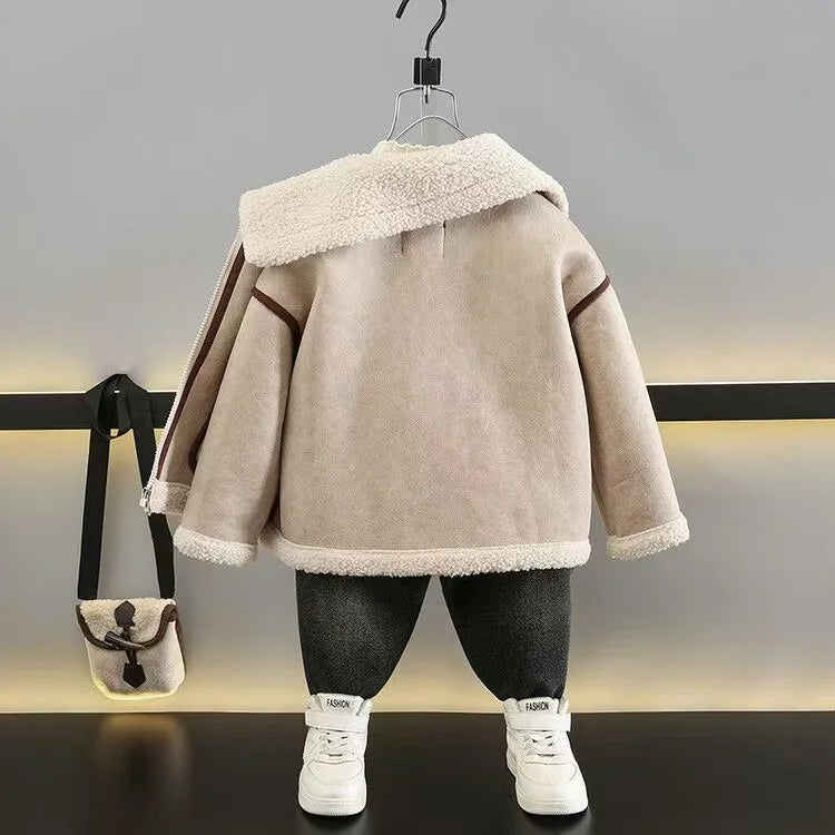 New  Boy  Jackets  Leather Thickness  Kids  Coats Baby  Fashion Children Outerwear  Autumn Winter 2024-099
