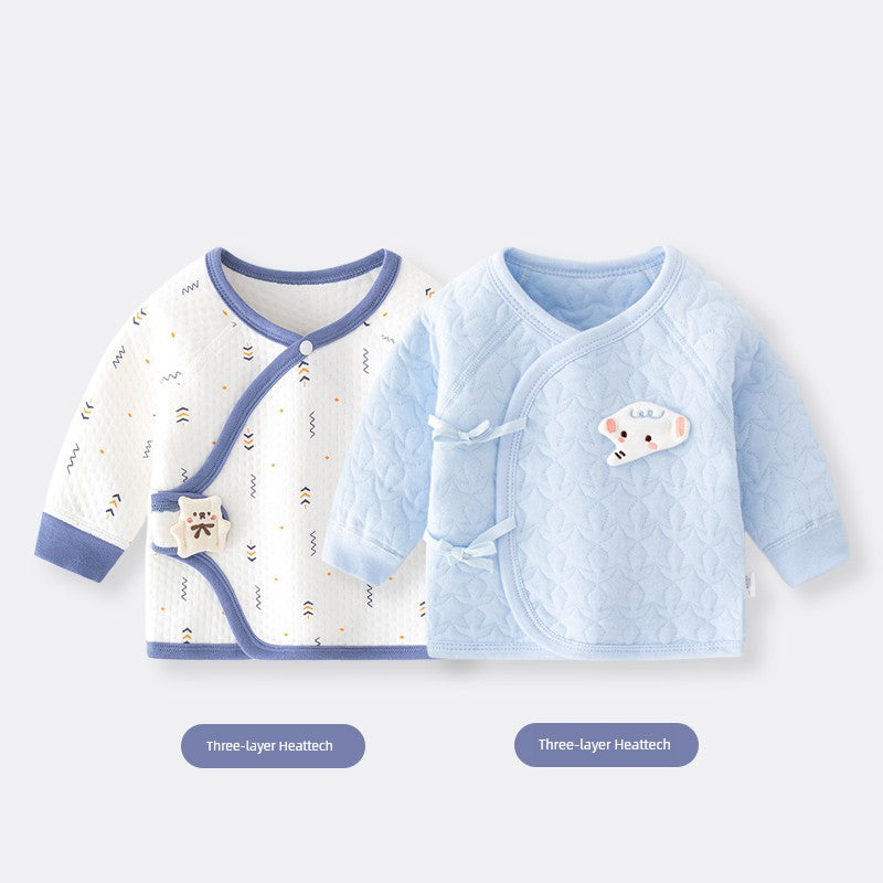 2 Pieces Newborn Pure Cotton Boneless Gown Winter Coat