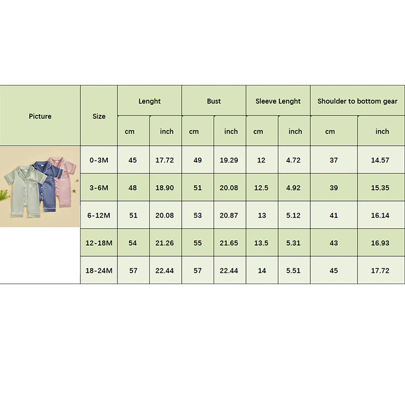 Baby Girls Boys Satin Pajamas Rompers Solid Color Turn Down Collar Short Sleeve Summer Bodysuits Jumpsuits Sleepwear