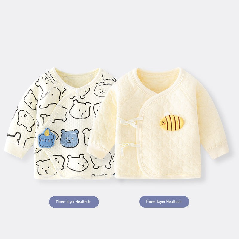 2 Pieces Newborn Pure Cotton Boneless Gown Winter Coat