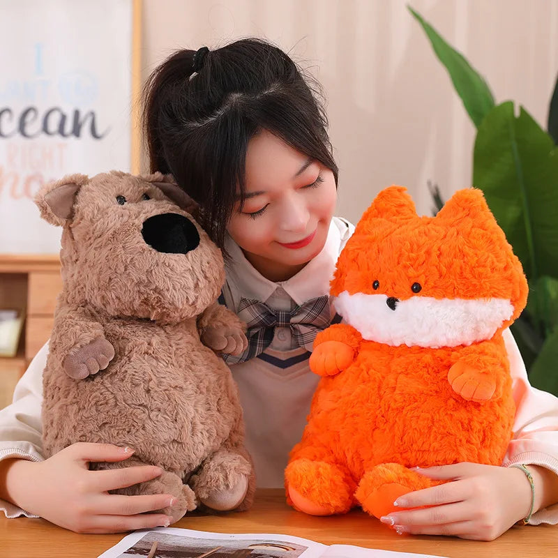 Squishy Simulation Fox Brown Bear Plush Toy Stuffed Dinosaur Bunny Dog Pig Cat Doll Toys Soft Plushie Pillow Cushion Kids Baby