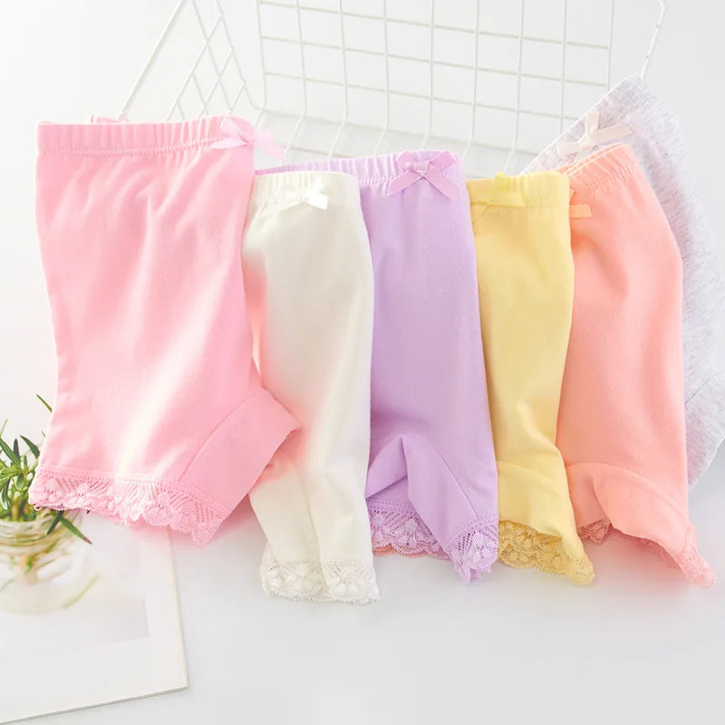 2pcs/Lot Summer Girls Safety Pants Class A Double Layer Pure Cotton Grade Thin Children' Safety Children Bottom Kid Dance Pants