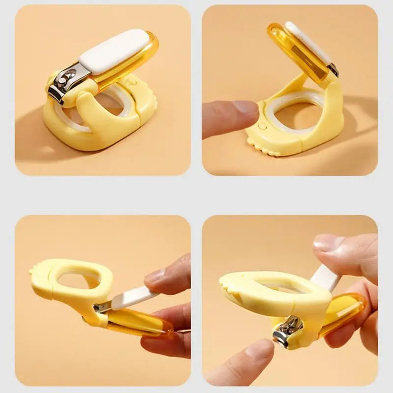 safe Baby Light Up Nail Clipper With Magnifier Splashproof Nail Trim Baby Fingernail Styling Tools Portable Babies Nail Scissors