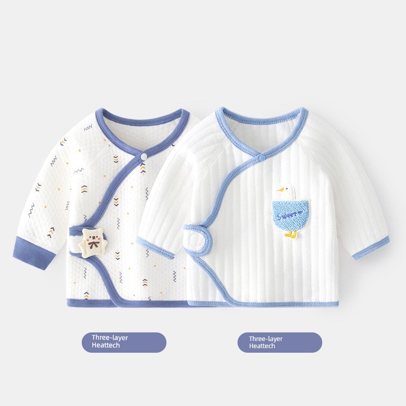 2 Pieces Newborn Pure Cotton Boneless Gown Winter Coat