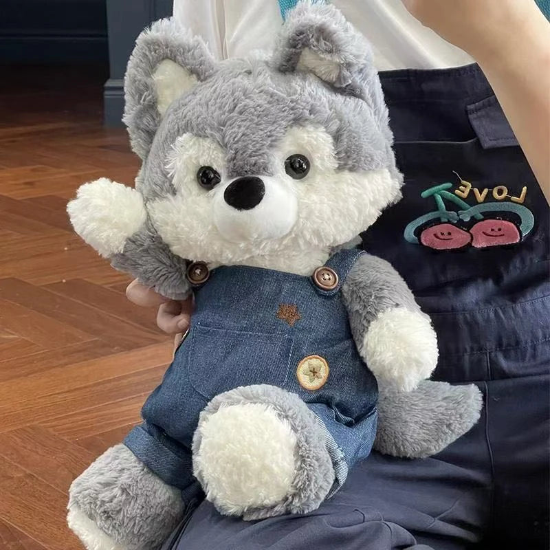 50cm Cute Running Fox Plush Toy Dressing Up and Changing Outfits Husky Cowboy Wolf Animal Doll as a Festival and Birthday Gift