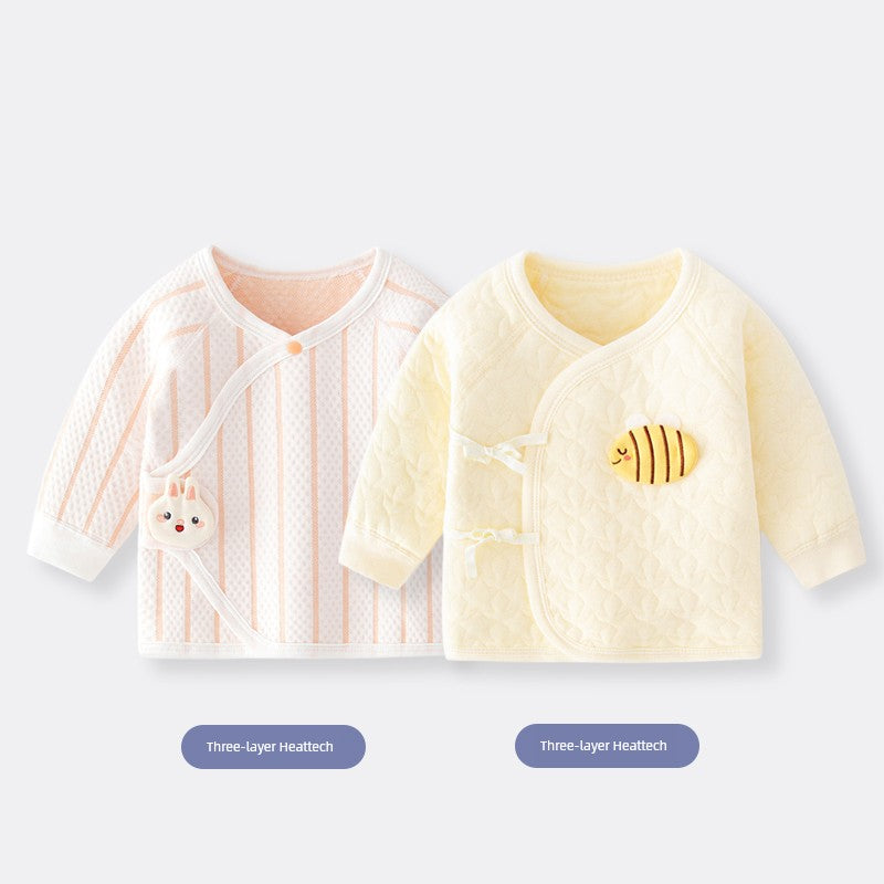 2 Pieces Newborn Pure Cotton Boneless Gown Winter Coat