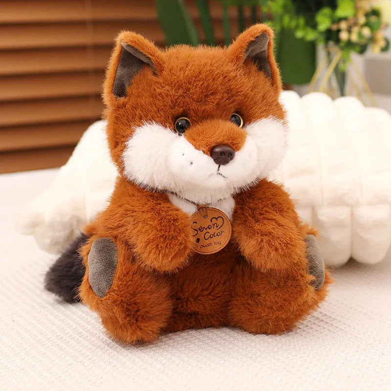 Simulation Kawaii Fox Plush Doll Pillow Round Sitting Lying Animal Fox Plush Toy Home Decoration Gift For Boys And Girls