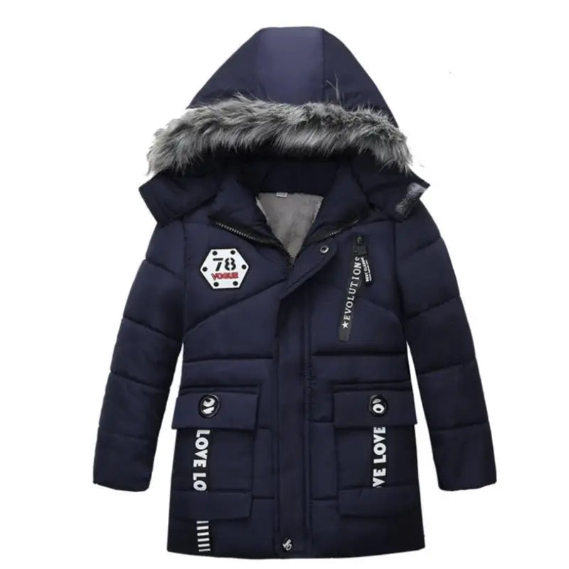 2023 New children's coat jacket winter boy girl wave pattern cute cartoon ear warm silk cotton baby hooded cotton jacket tide