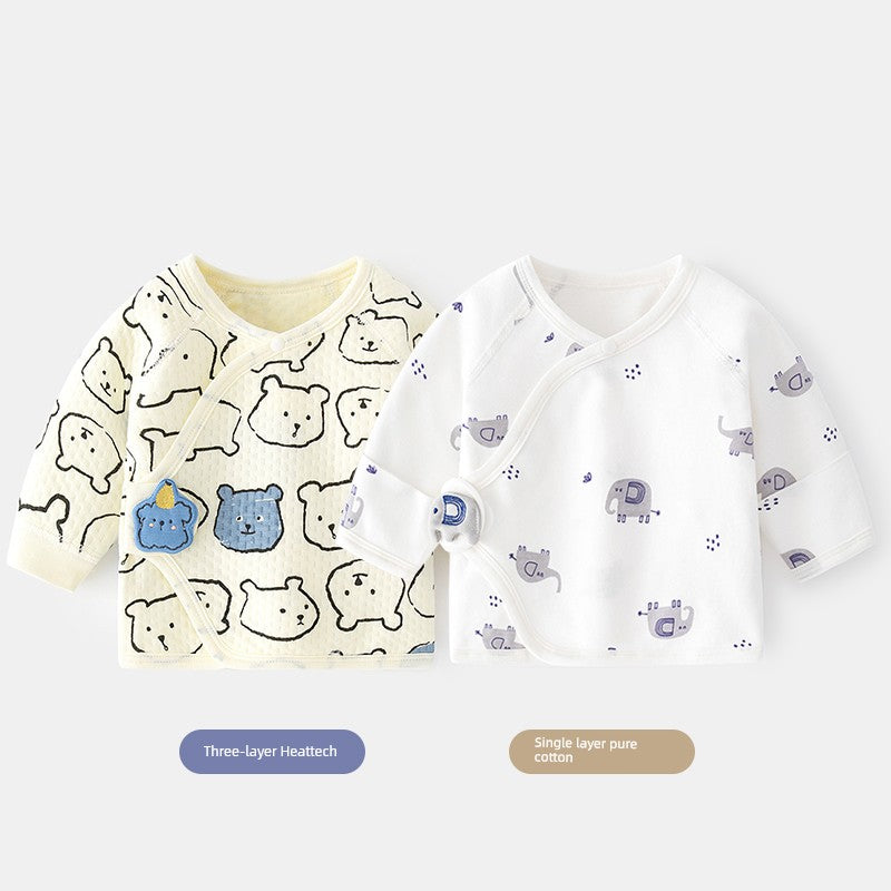 2 Pieces Newborn Pure Cotton Boneless Gown Winter Coat