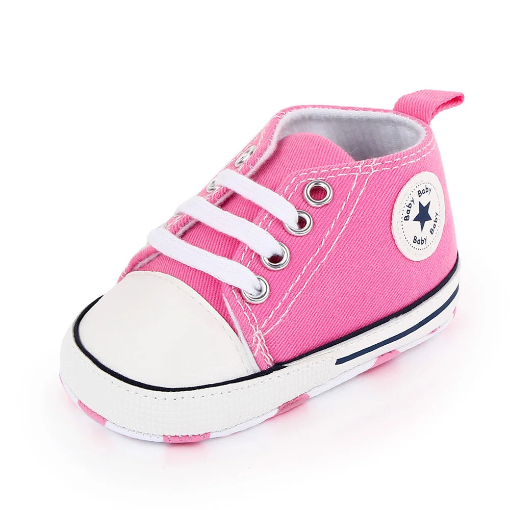 Spring New Baby Shoes Boy and Girl Classic Canvas Casual Sneakers Soft Sole Non-Slip Walking Newborn Toddler Shoes First Walkers
