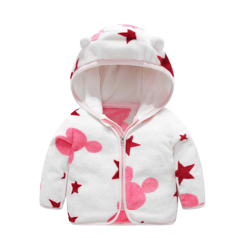 Baby Girls Jackets Boys Coral Fleece Hooded Outerwear Snowsuit Autumn Toddler Kids Warm Cotton Coats 1-6 Years Children Jacket