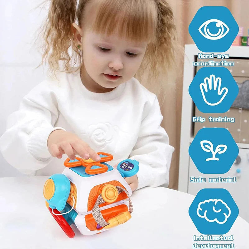 Montessori Busy Board Cube Sensory Baby Educational Cube Children's Interesting Polyhedron Basic Skills Activity Toys