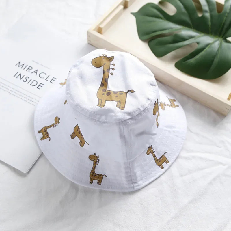 Bucket hat Cartoon Giraffe Baby Bucket Cap Outdoor Beach Children Sun Hat Kids Panama Cap Baby Boys Girls Cap