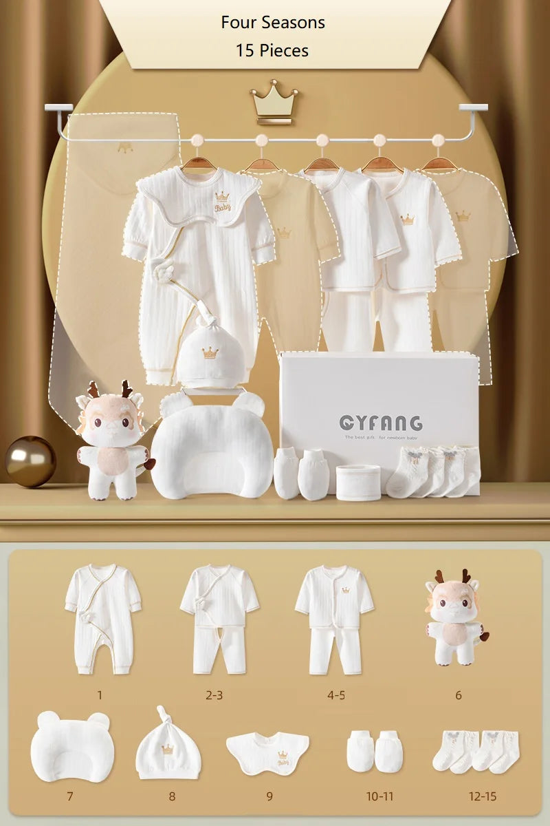 15/20 Pieces Newborn Baby Boys Clothes Sets 100% Cotton Toddler Girls Costume Outfits Infant Baby Gift Sets For a 0-6 Months