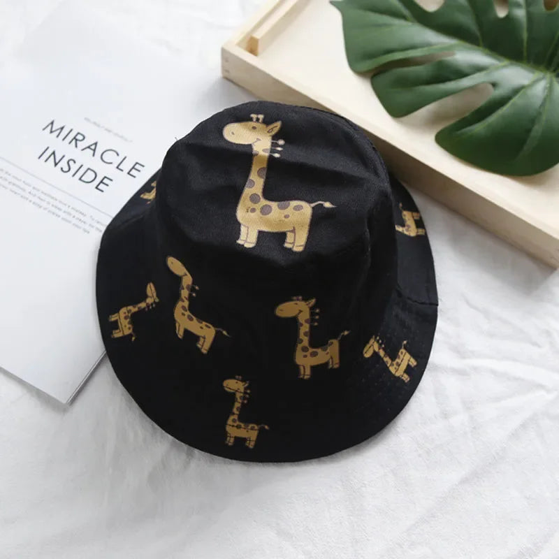 Bucket hat Cartoon Giraffe Baby Bucket Cap Outdoor Beach Children Sun Hat Kids Panama Cap Baby Boys Girls Cap