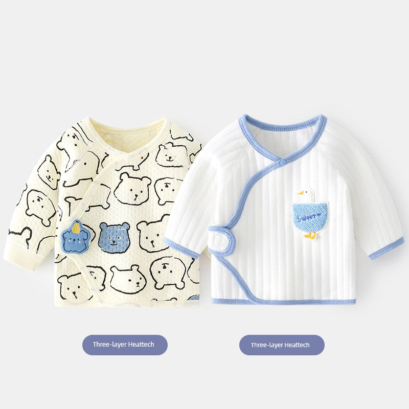 2 Pieces Newborn Pure Cotton Boneless Gown Winter Coat