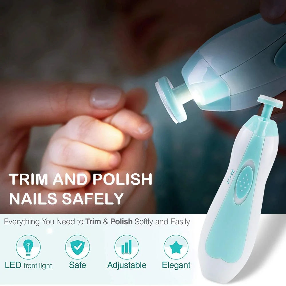 MAMIJOY  Electric baby Nail clipper LED Light Baby Nail Trimmer Baby Care Set 4-speed speed Adjustment With Low Noise
