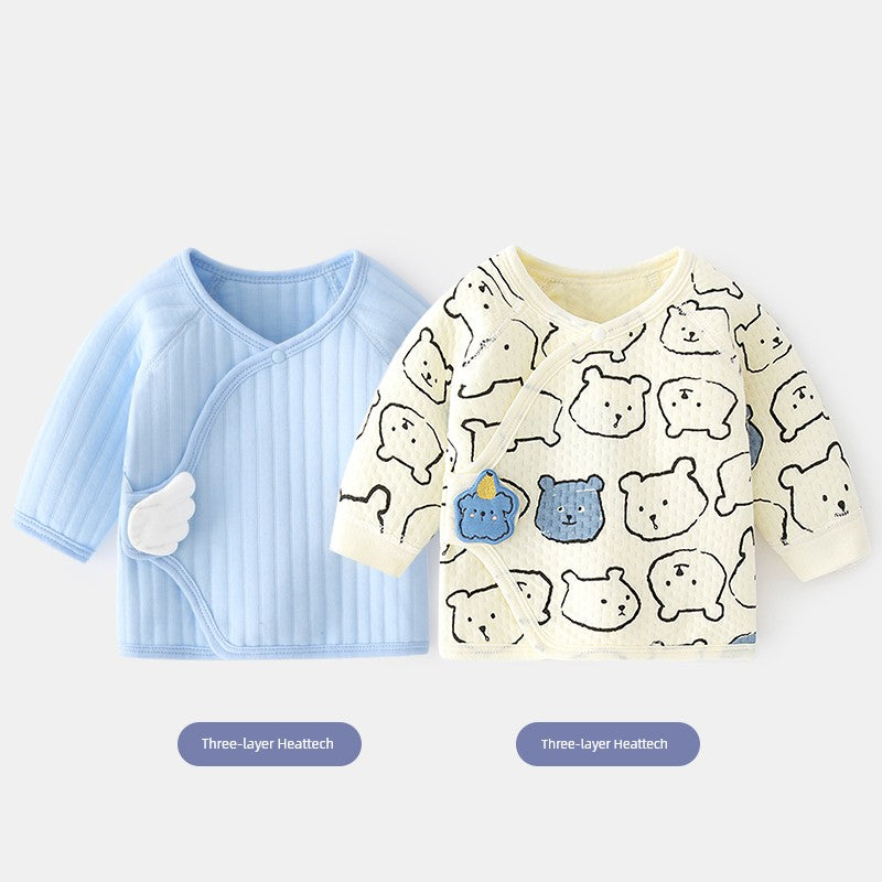 2 Pieces Newborn Pure Cotton Boneless Gown Winter Coat