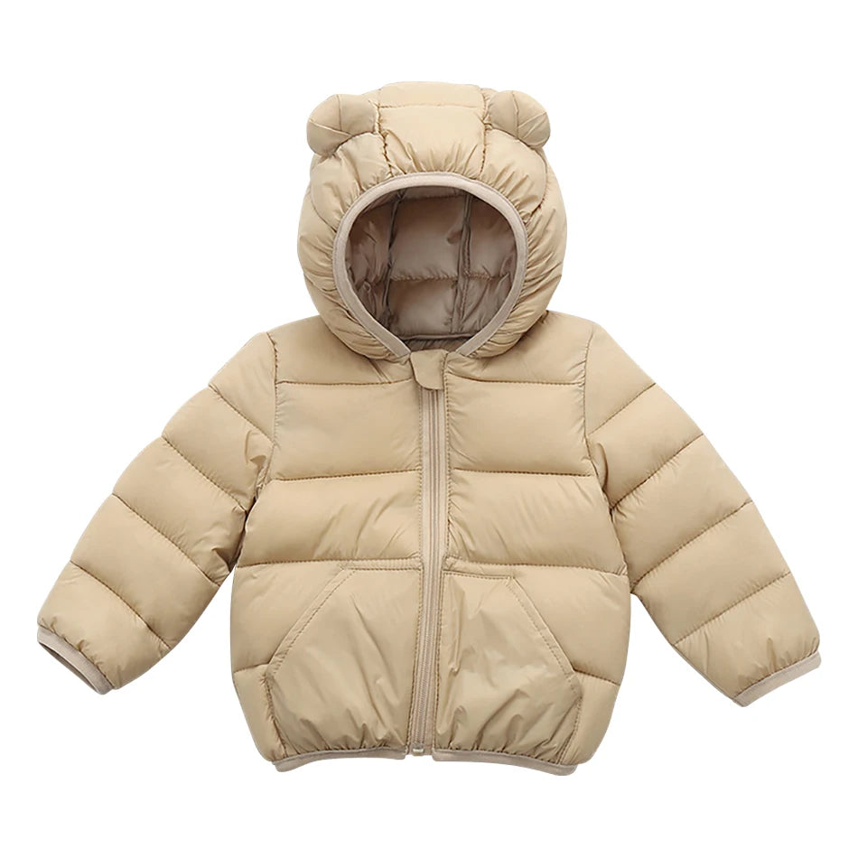 2025 Autumn Winter New Kids Leisure Hooded Down Jacket For Girls Parka Baby Boys Warm Coats Zipper Outerwear Children's Clothing