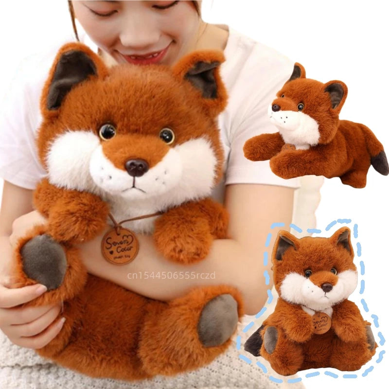 Simulation Kawaii Fox Plush Doll Pillow Round Sitting Lying Animal Fox Plush Toy Home Decoration Gift For Boys And Girls
