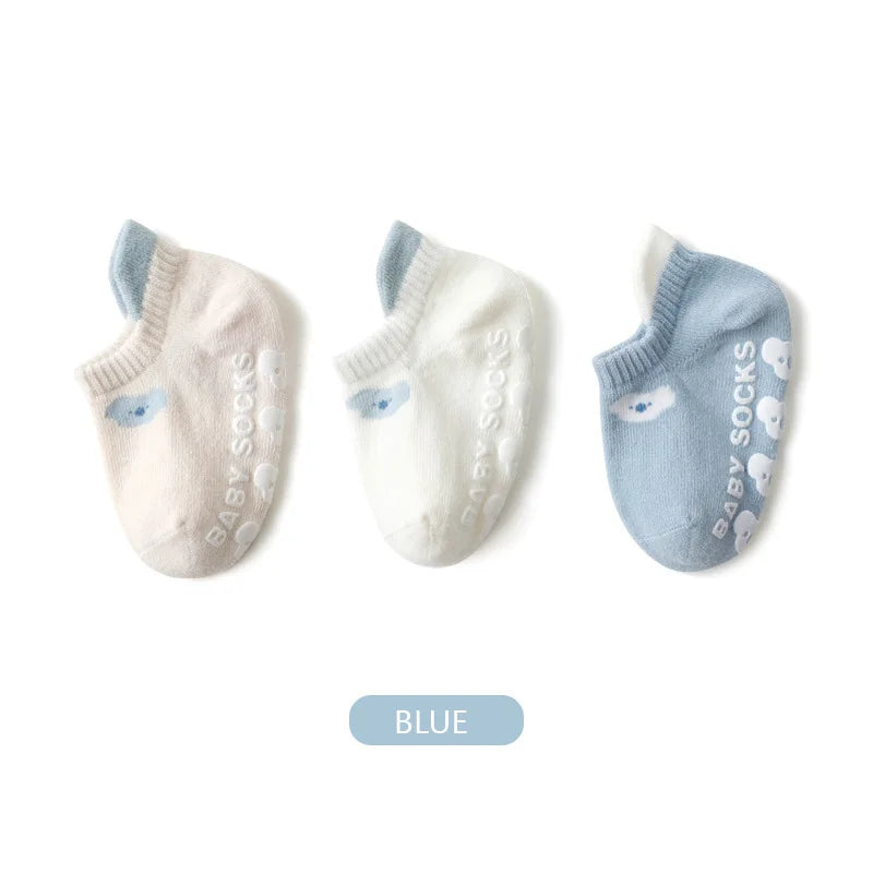 3 Pairs/Set Baby Floor Socks Summer Thin Style Newborn Baby Socks Cute Cartoon Boneless Loose Cuff Children's Short Boat Socks
