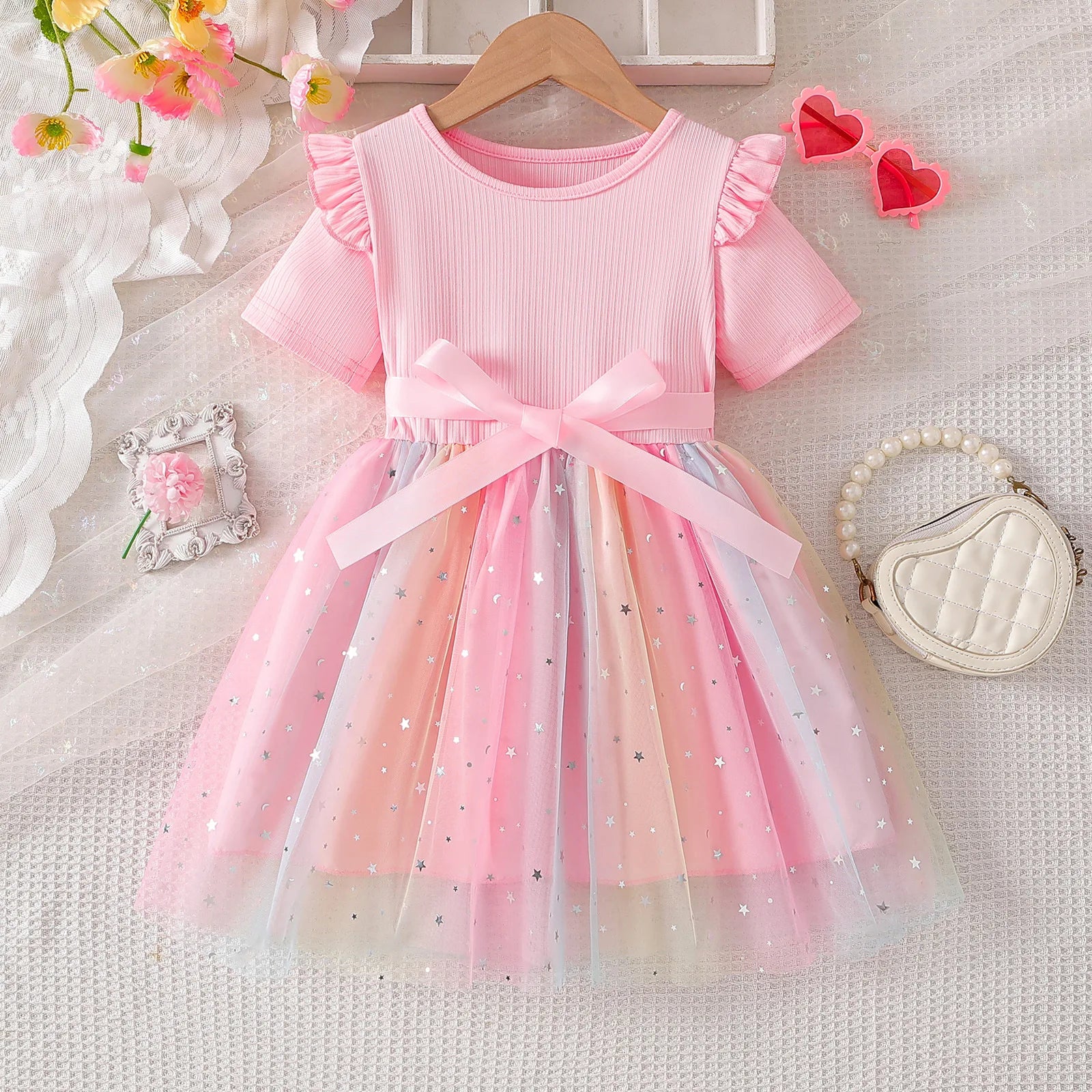 Korean Style Polka-dot Summer Dresses for Girls Cute Layered Sleeveless Casual Baby Kids Dress Baby Girls Clothes