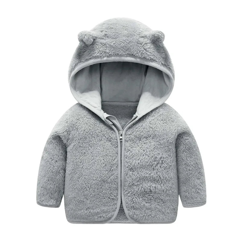 Baby Girls Jackets Boys Coral Fleece Hooded Outerwear Snowsuit Autumn Toddler Kids Warm Cotton Coats 1-6 Years Children Jacket