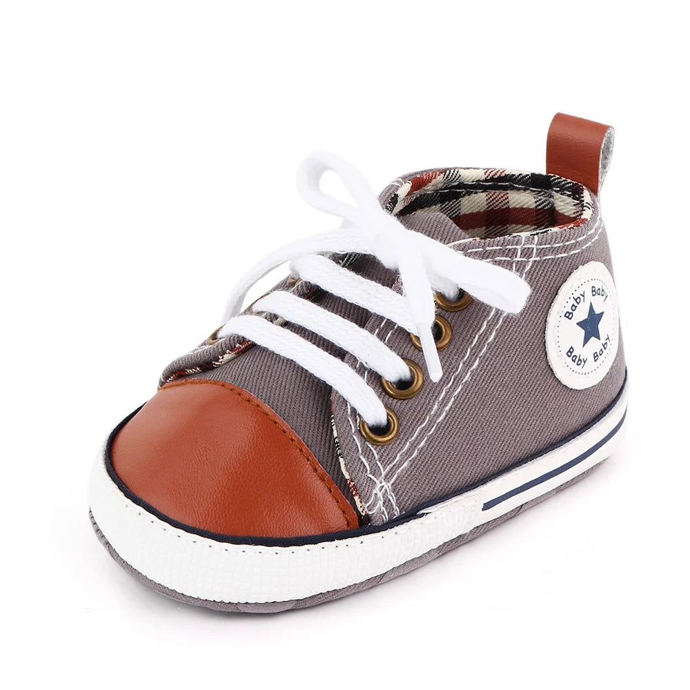 Spring New Baby Shoes Boy and Girl Classic Canvas Casual Sneakers Soft Sole Non-Slip Walking Newborn Toddler Shoes First Walkers