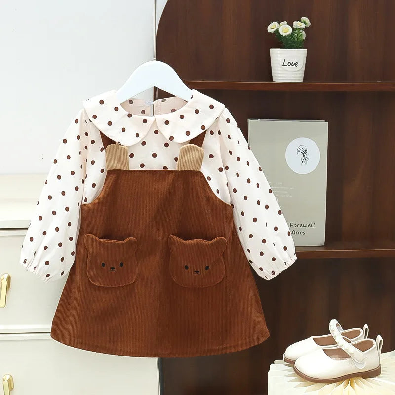 Girls Autumn Dress New Style Baby Girl Dress Stylish Children's Princess Dress Bear Baby Clothes