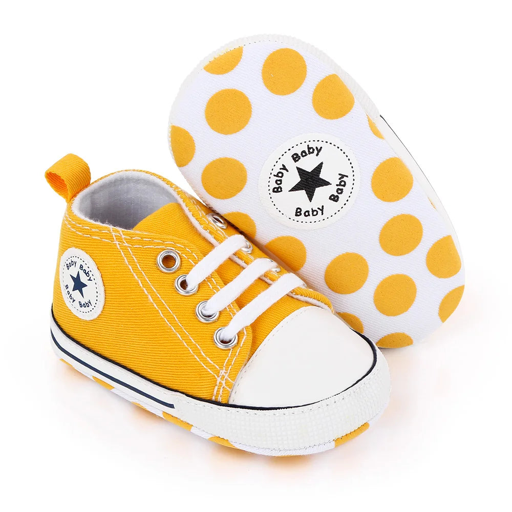 Spring New Baby Shoes Boy and Girl Classic Canvas Casual Sneakers Soft Sole Non-Slip Walking Newborn Toddler Shoes First Walkers