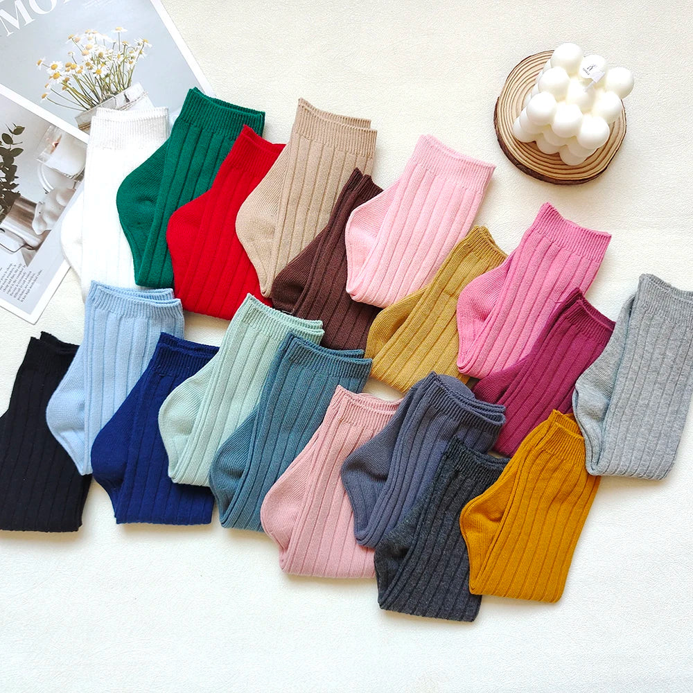 New Children's Sock Stripe Boys And Girls Knee High Socks Cotton Breathable Baby Long Tube Socken Kids School Uniform Socks 0-7Y
