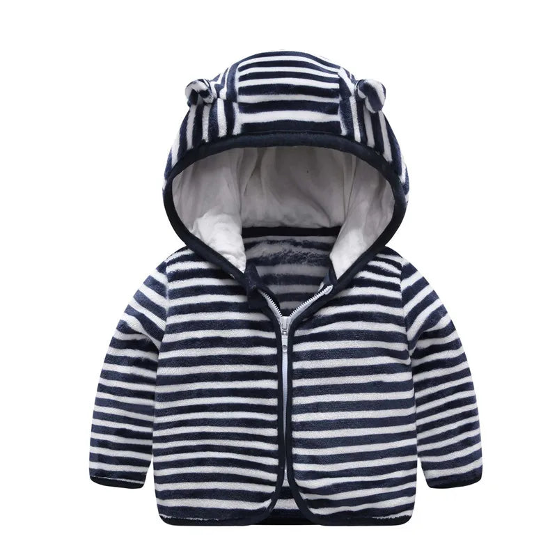 Baby Girls Jackets Boys Coral Fleece Hooded Outerwear Snowsuit Autumn Toddler Kids Warm Cotton Coats 1-6 Years Children Jacket