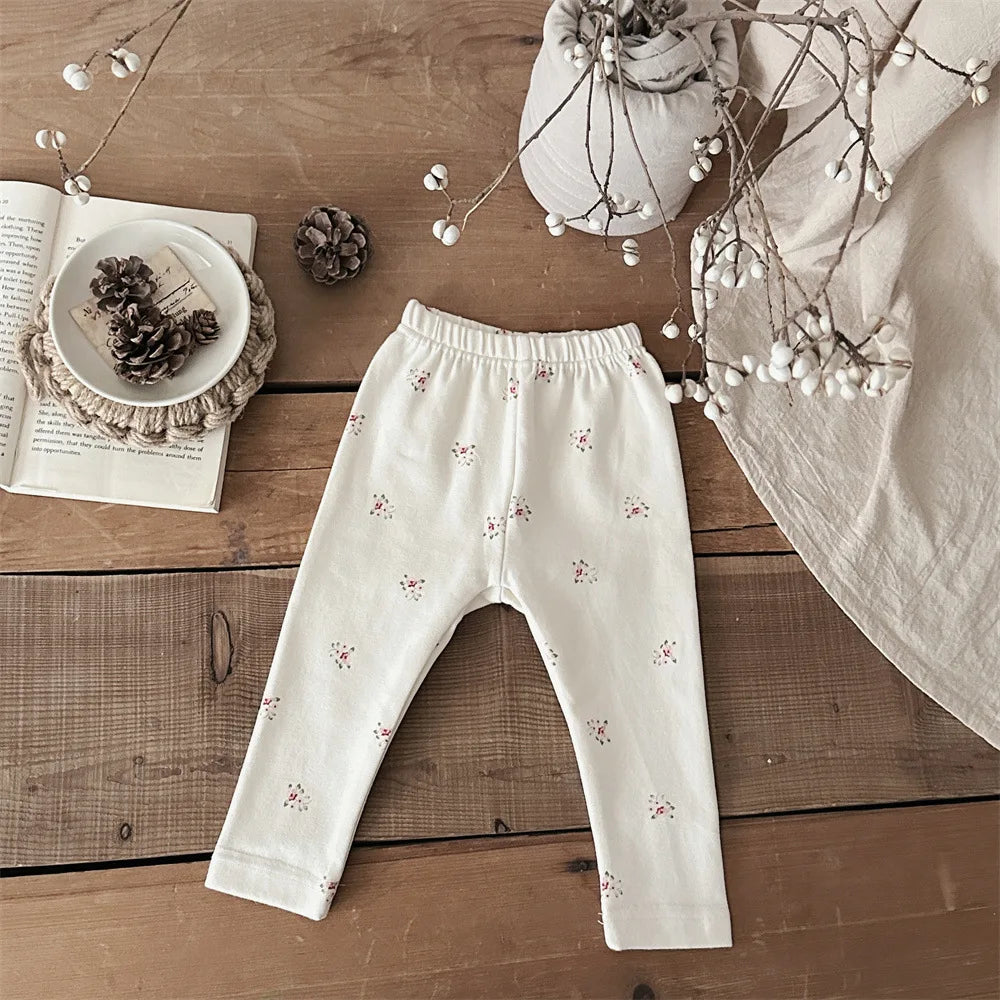 ﻿MILANCEL Spring Baby Pajamas Set Infant Girls Floral Lace Flying Sleeve Top+Pants 2Pcs Home Clothes Suit Toddler Long Johns