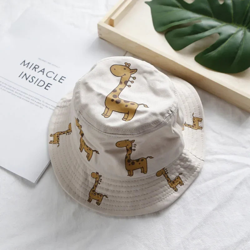 Bucket hat Cartoon Giraffe Baby Bucket Cap Outdoor Beach Children Sun Hat Kids Panama Cap Baby Boys Girls Cap