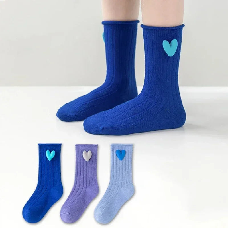 3 Pairs Children Mid Calf Long Socks Boys Girls Spring Autumn Striped Socks Baby Kids School Student Uniform Socks Sport Clothes