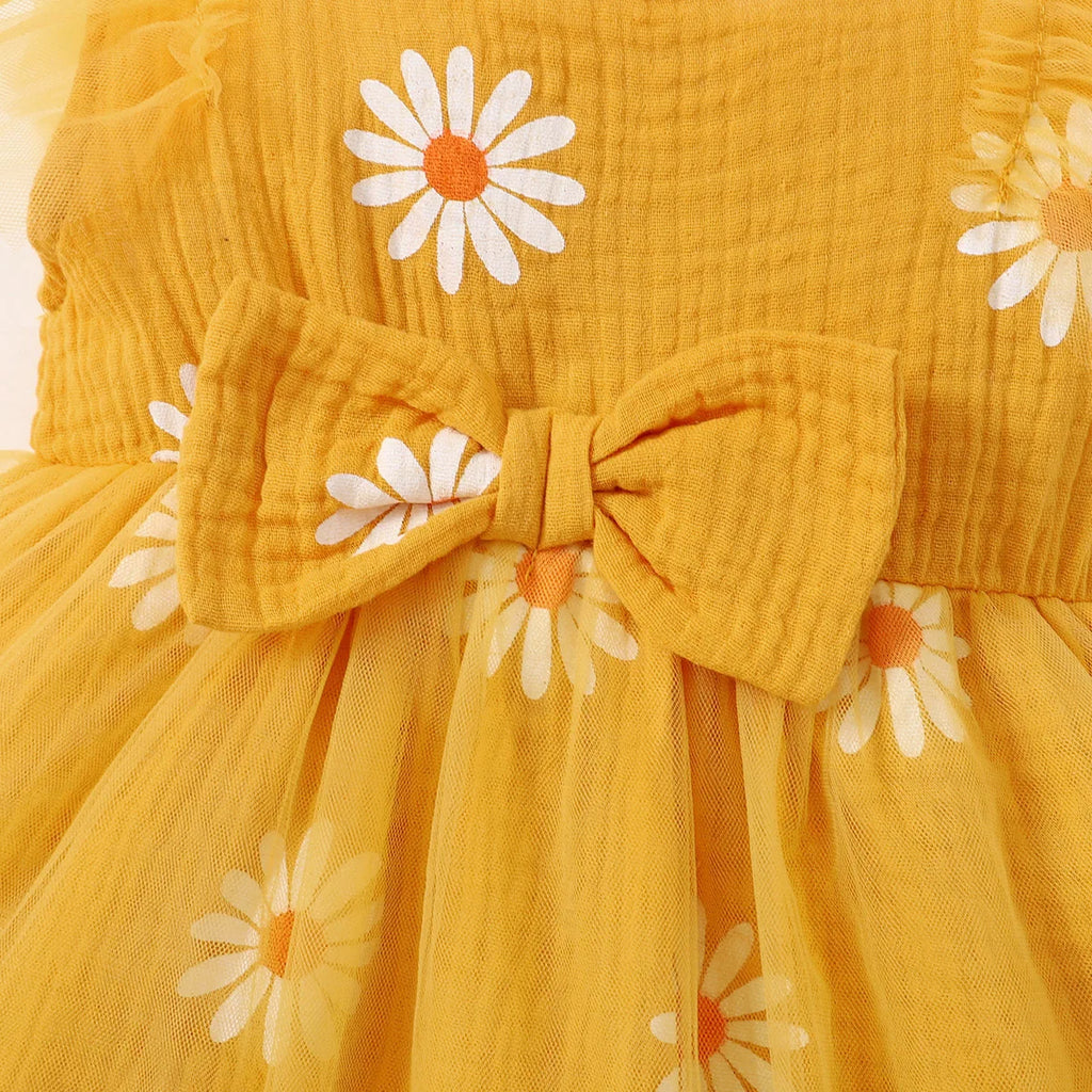 Toddler Girl's Summer Dress Small Daisy Sleeveless Tulle Holiday Party Princess DressSuitable for Cute Girls Aged 1-5 Years