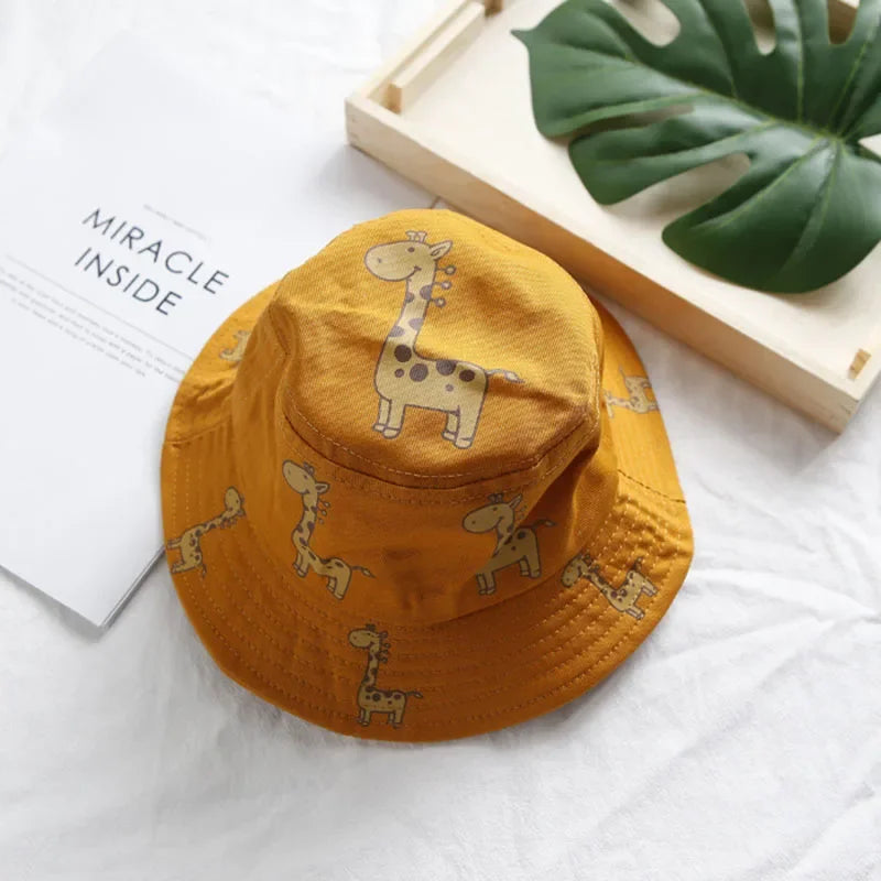 Bucket hat Cartoon Giraffe Baby Bucket Cap Outdoor Beach Children Sun Hat Kids Panama Cap Baby Boys Girls Cap