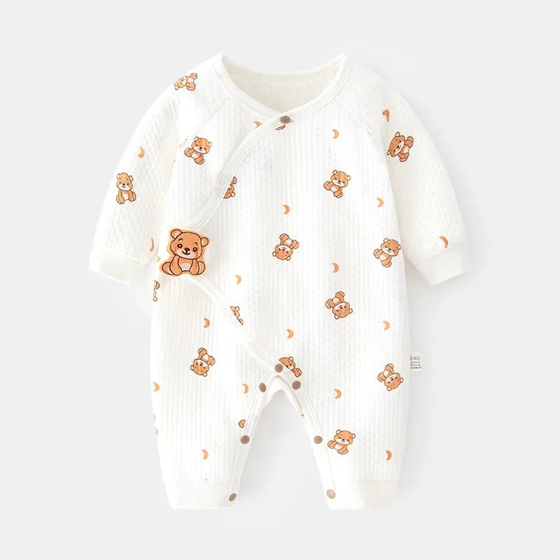 Thickened Cotton Baby Romper Warm Air Layered Monastic Style Infant Clothes Footed Crawling Suit Chinese Brand Newborn Outfit