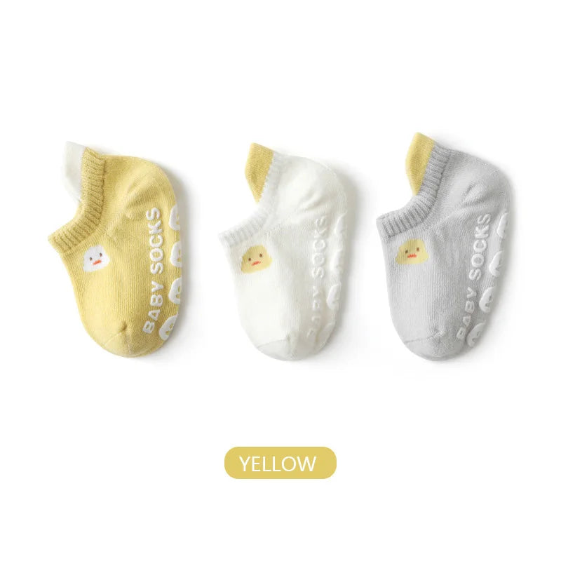 3 Pairs/Set Baby Floor Socks Summer Thin Style Newborn Baby Socks Cute Cartoon Boneless Loose Cuff Children's Short Boat Socks
