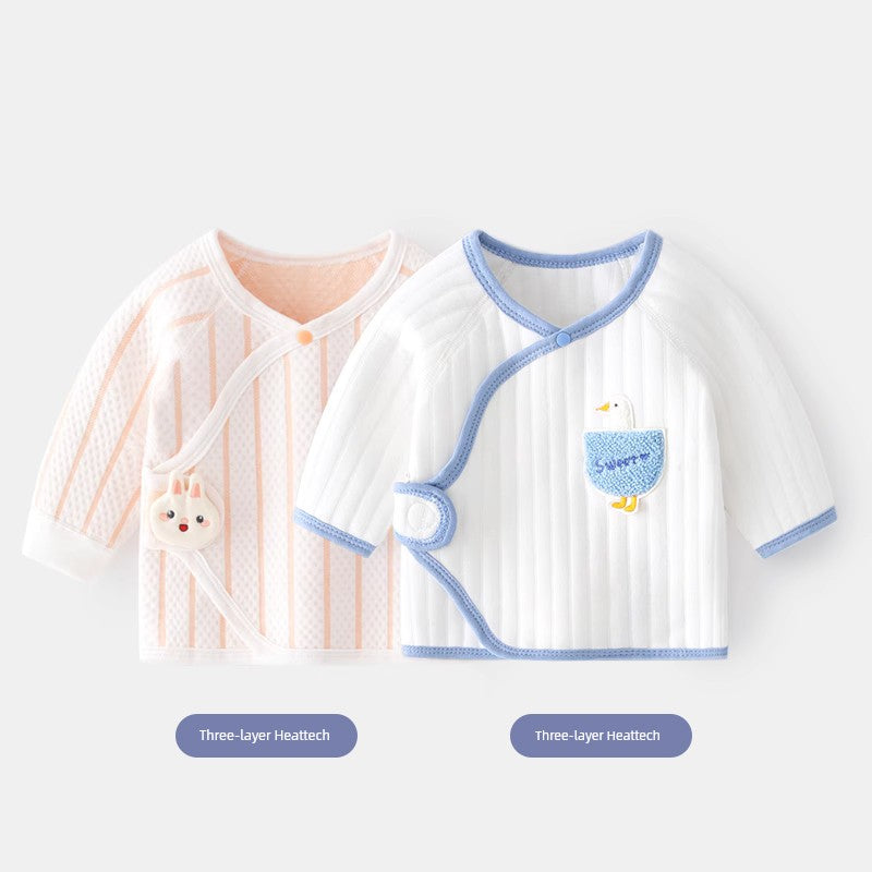 2 Pieces Newborn Pure Cotton Boneless Gown Winter Coat