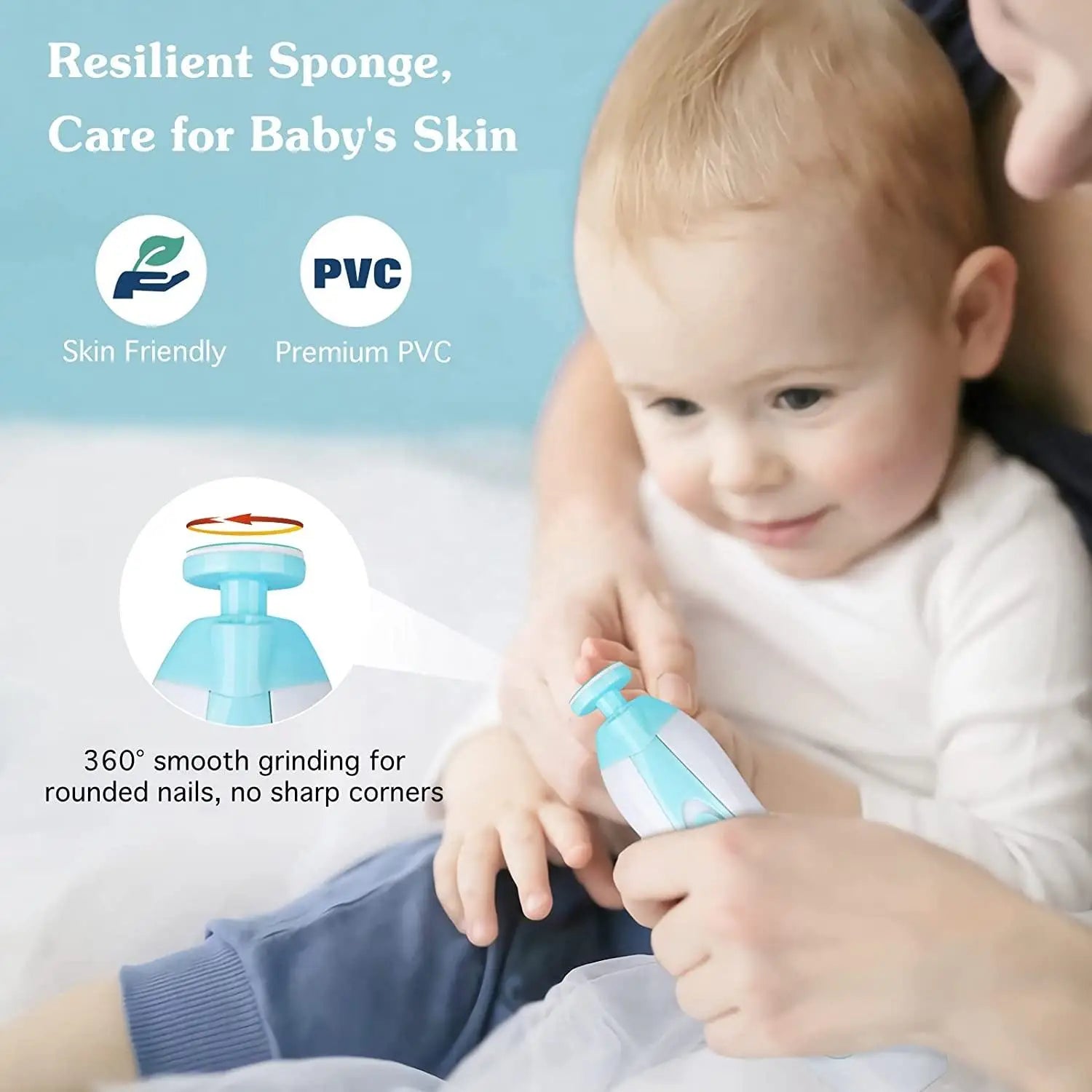 MAMIJOY  Electric baby Nail clipper LED Light Baby Nail Trimmer Baby Care Set 4-speed speed Adjustment With Low Noise