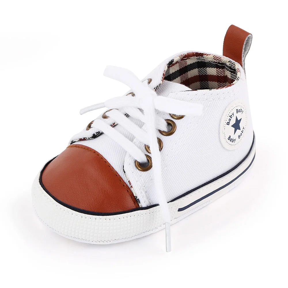 Spring New Baby Shoes Boy and Girl Classic Canvas Casual Sneakers Soft Sole Non-Slip Walking Newborn Toddler Shoes First Walkers