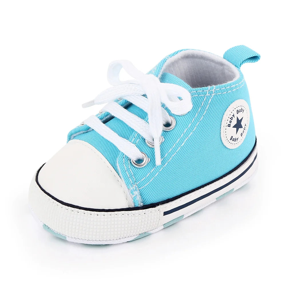 Spring New Baby Shoes Boy and Girl Classic Canvas Casual Sneakers Soft Sole Non-Slip Walking Newborn Toddler Shoes First Walkers