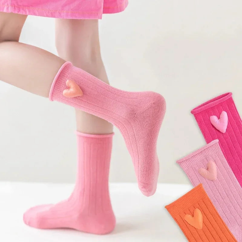 3 Pairs Children Mid Calf Long Socks Boys Girls Spring Autumn Striped Socks Baby Kids School Student Uniform Socks Sport Clothes