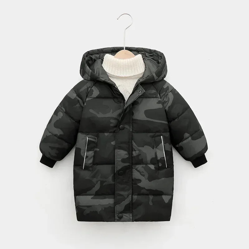 Children Down Outerwear Winter Kids Clothes Boys Girls Cotton-Padded Parka Coats Thicken Warm Long Jackets