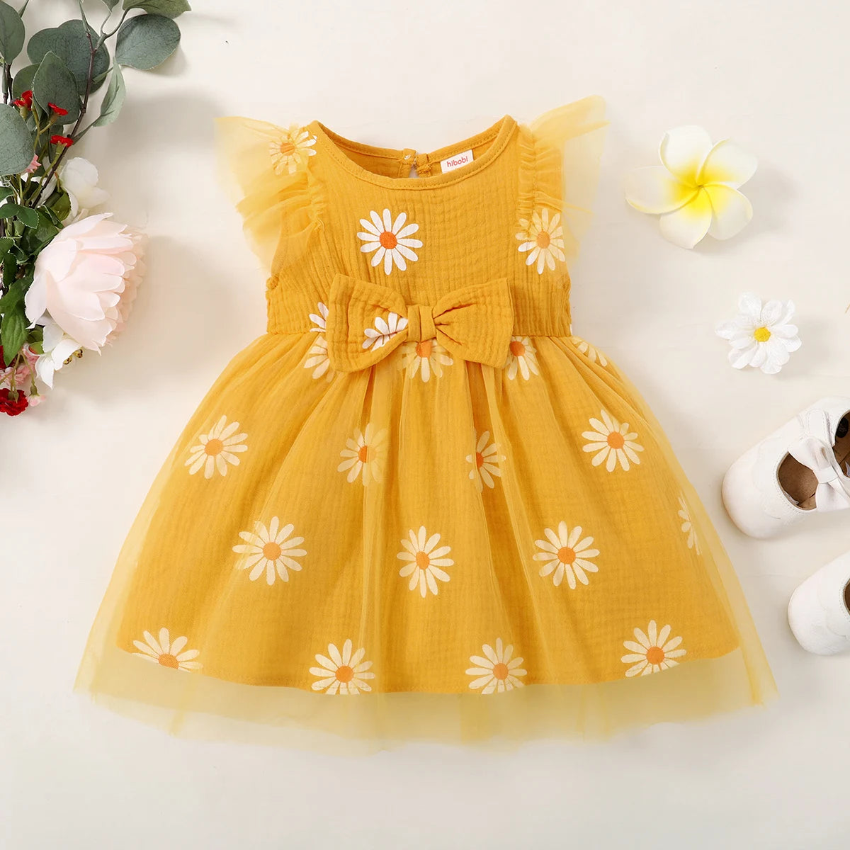 Toddler Girl's Summer Dress Small Daisy Sleeveless Tulle Holiday Party Princess DressSuitable for Cute Girls Aged 1-5 Years