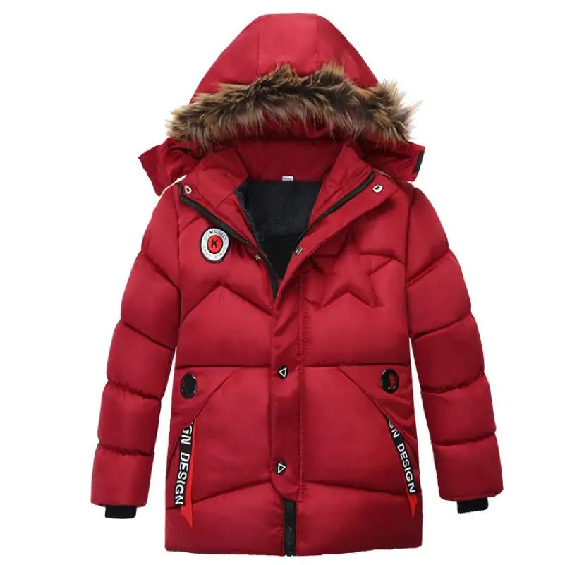 2023 New children's coat jacket winter boy girl wave pattern cute cartoon ear warm silk cotton baby hooded cotton jacket tide